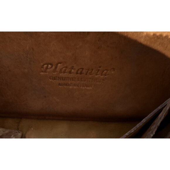Brown Platania Genuine Leather Wristlet Wallet Studded Made In Italy Light Brown - Picture 6 of 8